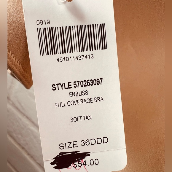 NWT Soma Enbliss Nude Lined Underwire Tshirt Bra 36DDD Soft Tan  #0533 - Picture 9 of 13